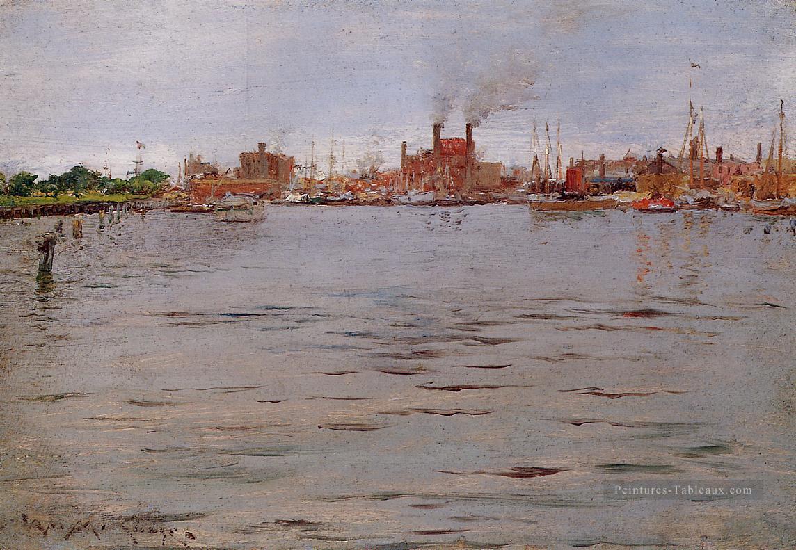 Scène de port Brooklyn Docks William Merritt Chase Peintures à l'huile